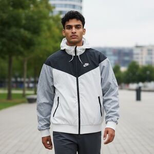 Nike Men's Black and White Windbreaker